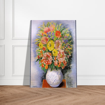 BOUQUET OF VARIOUS FLOWERS AND MIMOSA - Moise Kisling Brushed Aluminum Print - 70x100 cm / 28x40 inches | Moise Kisling Aluminum Print | Moise Kisling Prints