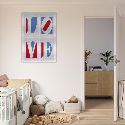 Four Panel Love - Robert Indiana Brushed Aluminum Print - 70x100 cm / 28x40 inches | Robert Indiana Aluminum Print | Robert Indiana Prints