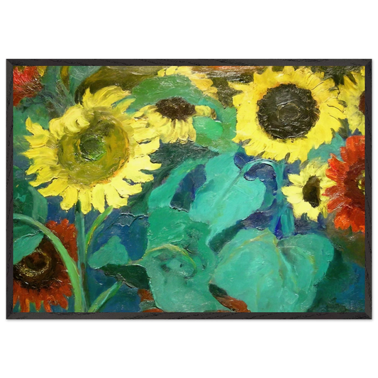 SUNFLOWERS N3 - Emil Nolde 70x100 cm / 28x40 inches Framed Art Print – Black Wooden Frame