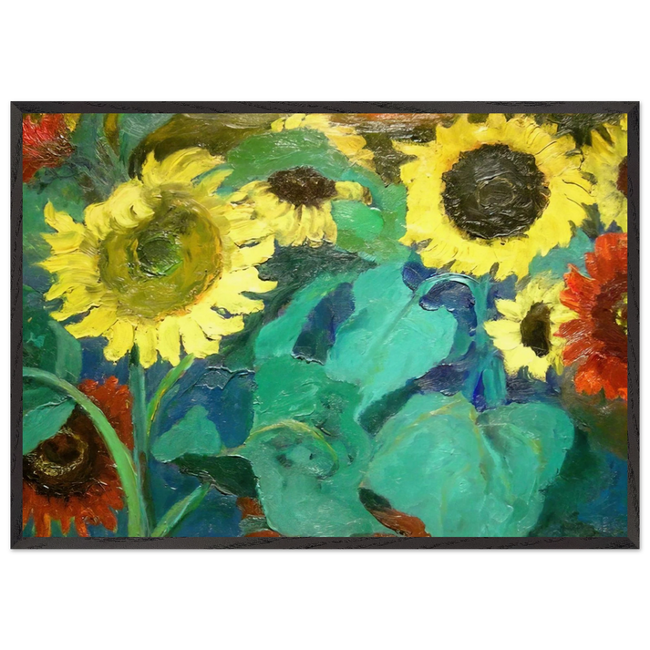 SUNFLOWERS N3 - Emil Nolde 70x100 cm / 28x40 inches Framed Art Print – Black Wooden Frame