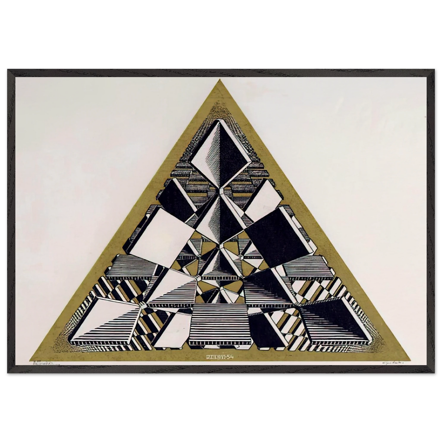 THREE INTERSECTING PLANES COLOUR - MC Escher 70x100 cm / 28x40 inches Framed Art Print – Black Wooden Frame | Maurits Cornelis Escher Prints