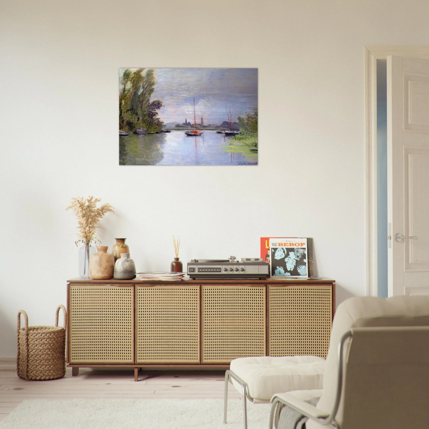 Argenteuil Seen from the Small Arm of the Seine - claude monet Brushed Aluminum Print - 70x100 cm / 28x40 inches | claude monet Aluminum Print | claude monet Prints