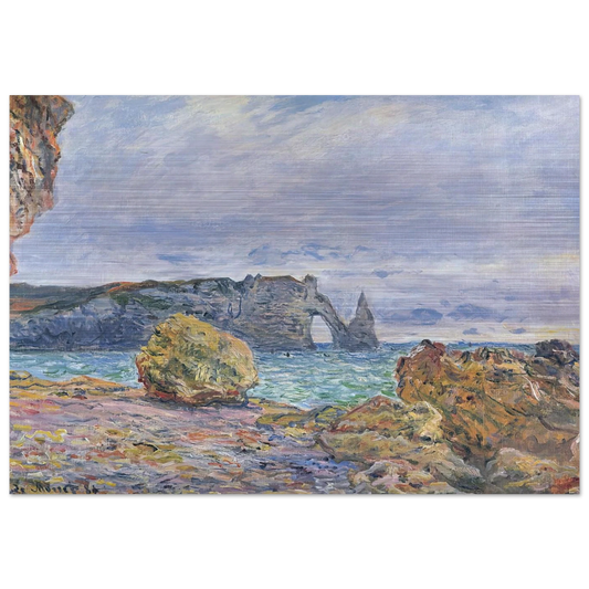 Etretat, the Beach and the Porte d'Aval - claude monet Brushed Aluminum Print - 70x100 cm / 28x40 inches | claude monet Aluminum Print | claude monet Prints