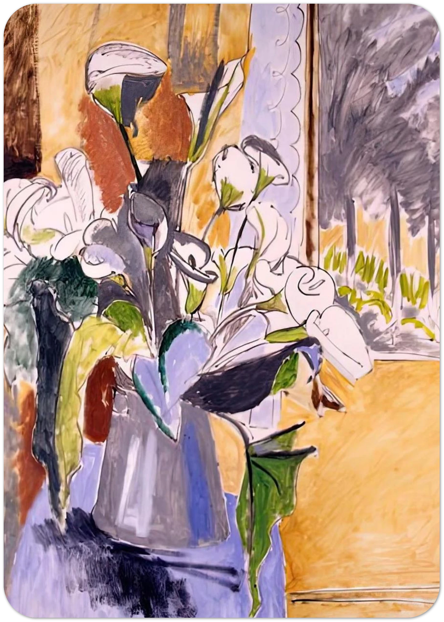 BOUQUET OF FLOWERS ON A VERANDA 1912 By Henri Matisse Pack of 10 Post Cards | Henri Matisse Post Cards | A6 (10.5 x 14.8 cm) - 4.1 x 5.8 inches