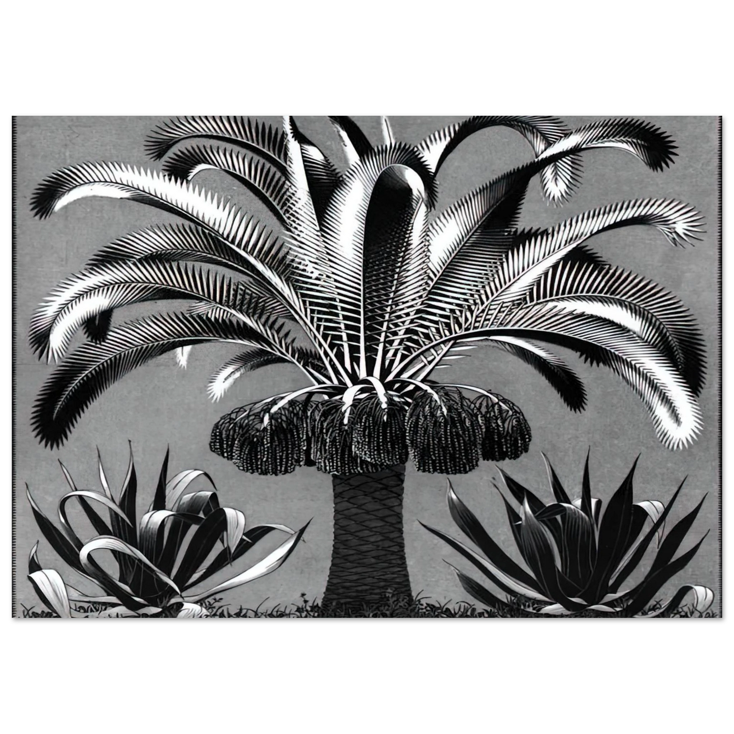MC Escher - PALM Wall Art - 21x29.7 cm / 8x12" - Premium Wooden Framed Poster With Fine Art Paper-canvas - Wood frame