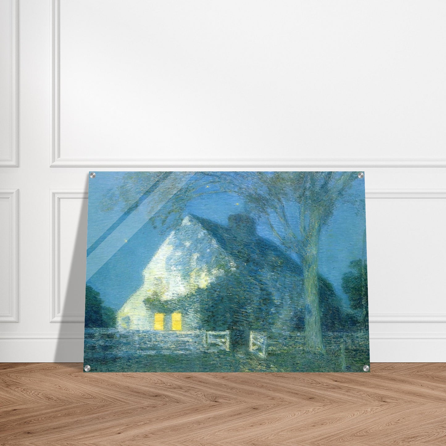 Moonlight, the Old House - Childe Hassam Acrylic Print - 70x100 cm / 28x40″ inches