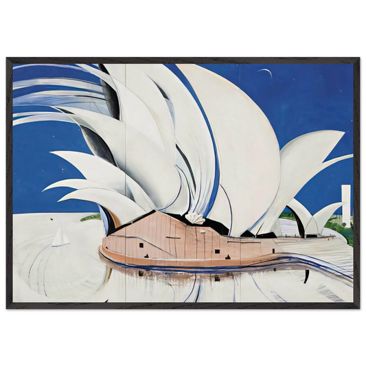 Opera House - 1982 - Brett Whiteley 70x100 cm / 28x40 inches Framed Art Print – Black Wooden Frame