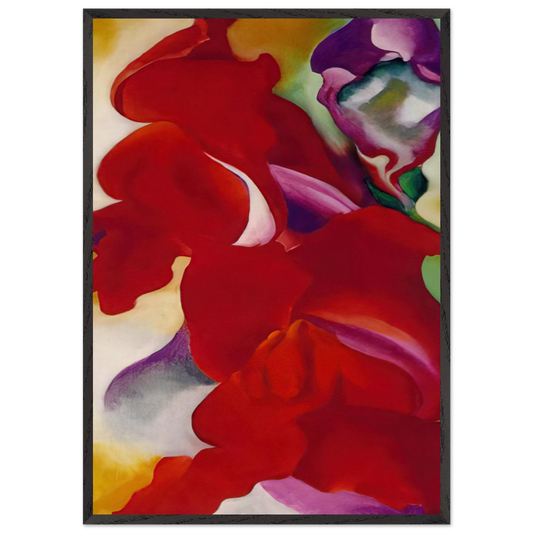 Red Snapdragons - Georgia OKeeffe 70x100 cm / 28x40 inches Framed Art Print – Black Wooden Frame