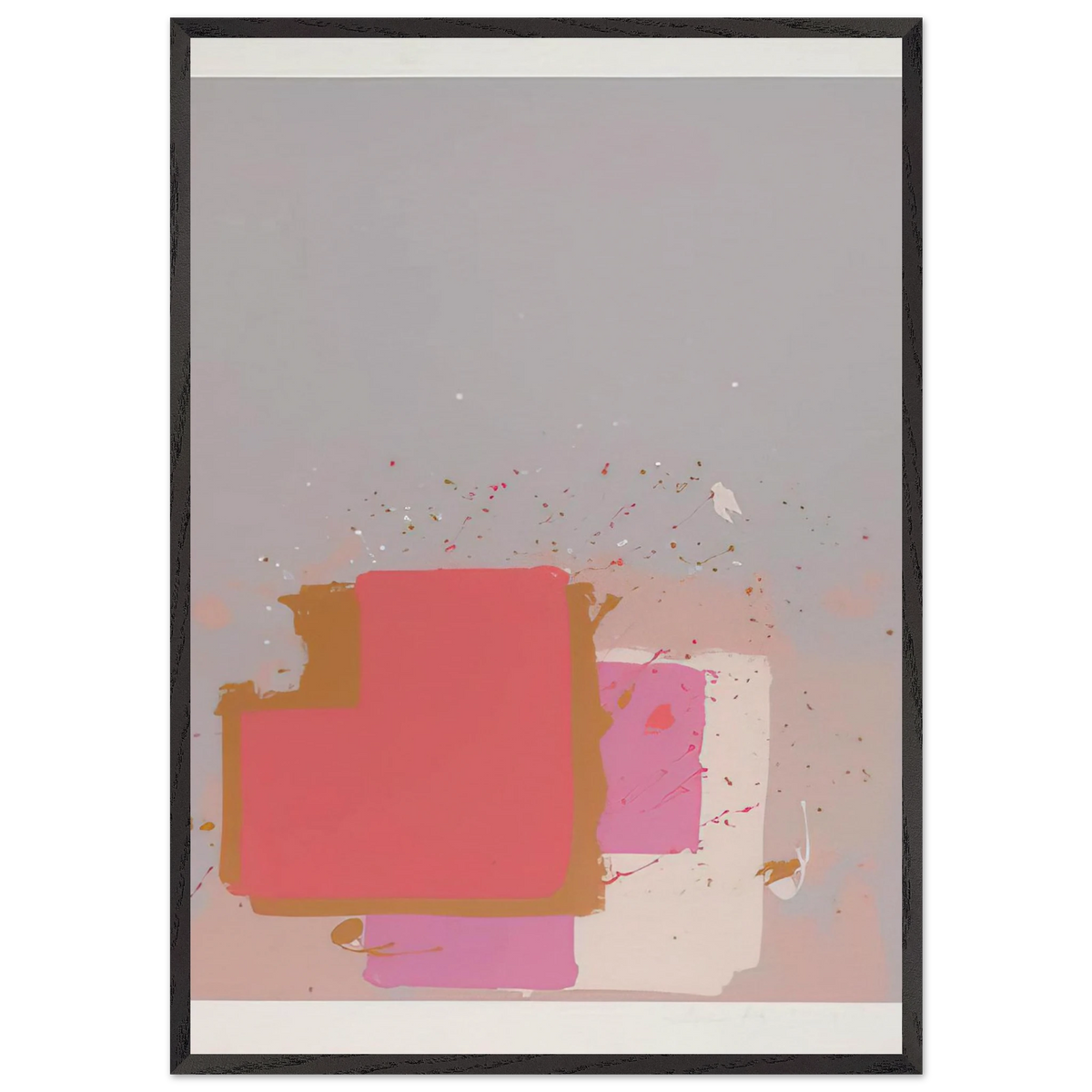 Red Black on Grey - 1971 - John Hoyland 70x100 cm / 28x40 inches Framed Art Print – Black Wooden Frame