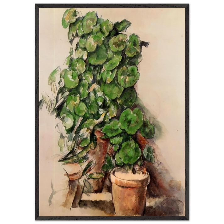 Pots of Geraniums - Paul Cezanne 70x100 cm / 28x40 inches Framed Art Print – Black Wooden Frame