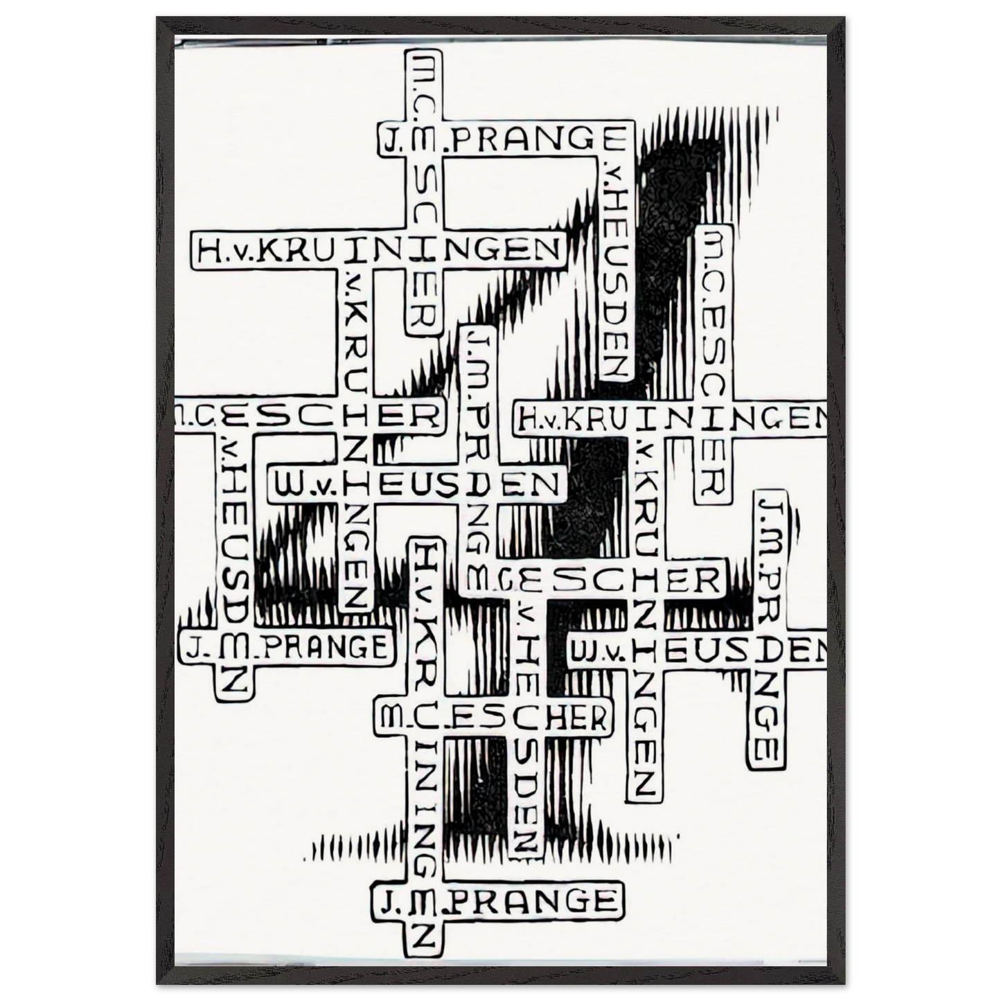 ESCHER 29 - MC Escher 70x100 cm / 28x40 inches Framed Art Print – Black Wooden Frame | Maurits Cornelis Escher Prints