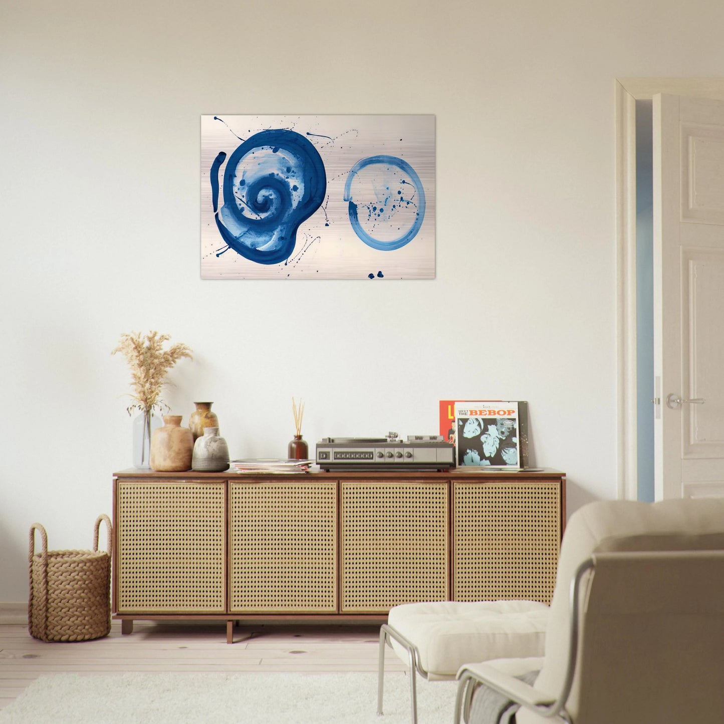 Composition  Blue Balls  - Sam Francis Brushed Aluminum Print - 70x100 cm / 28x40 inches | Sam Francis Aluminum Print | Sam Francis Prints
