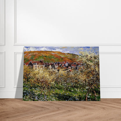 Plum Trees in Blossom at Vetheuil - claude monet Brushed Aluminum Print - 70x100 cm / 28x40 inches | claude monet Aluminum Print | claude monet Prints