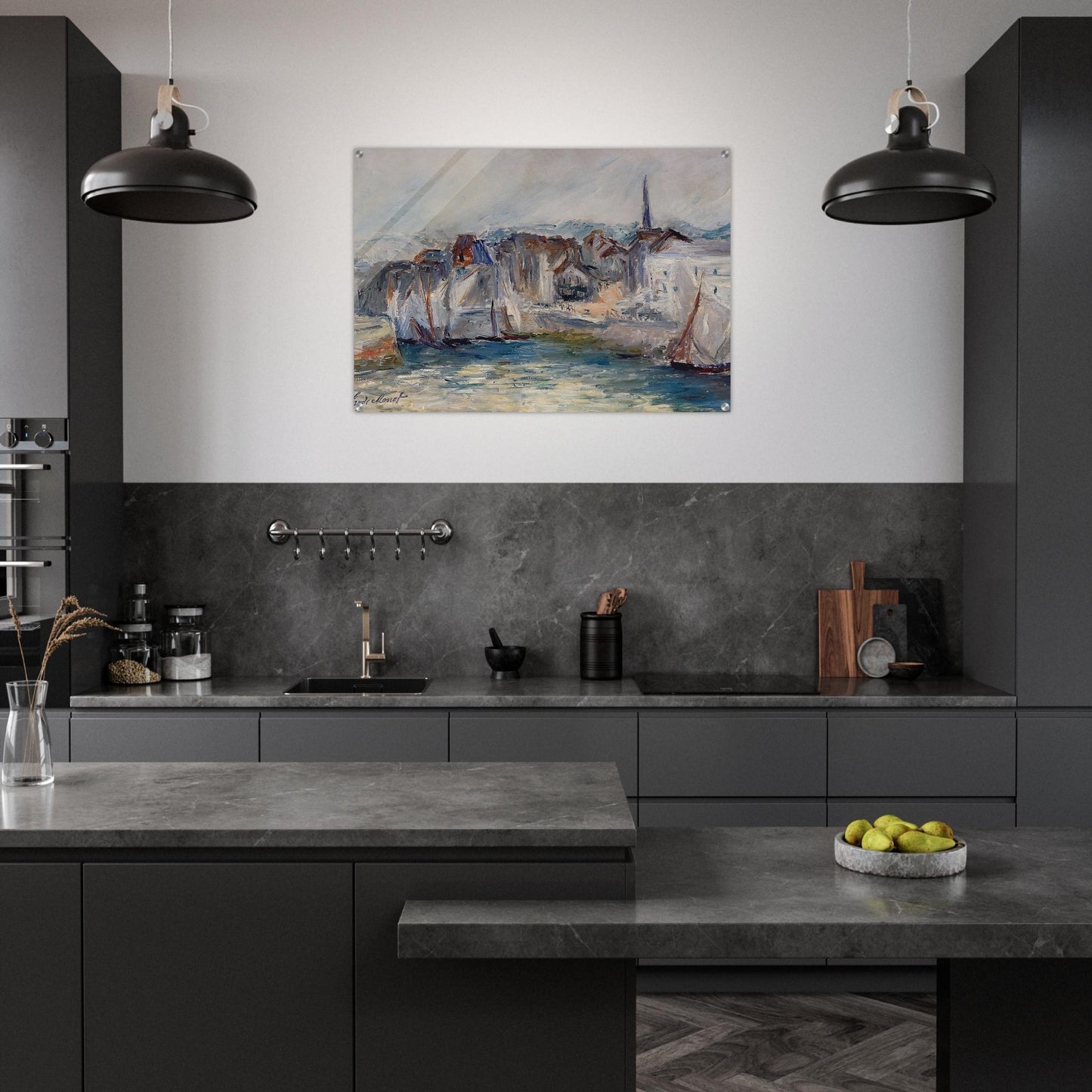 Boats in the Port of Honfleur - claude monet Acrylic Print - 70x100 cm / 28x40″ inches | claude monet Wall Art | claude monet Prints