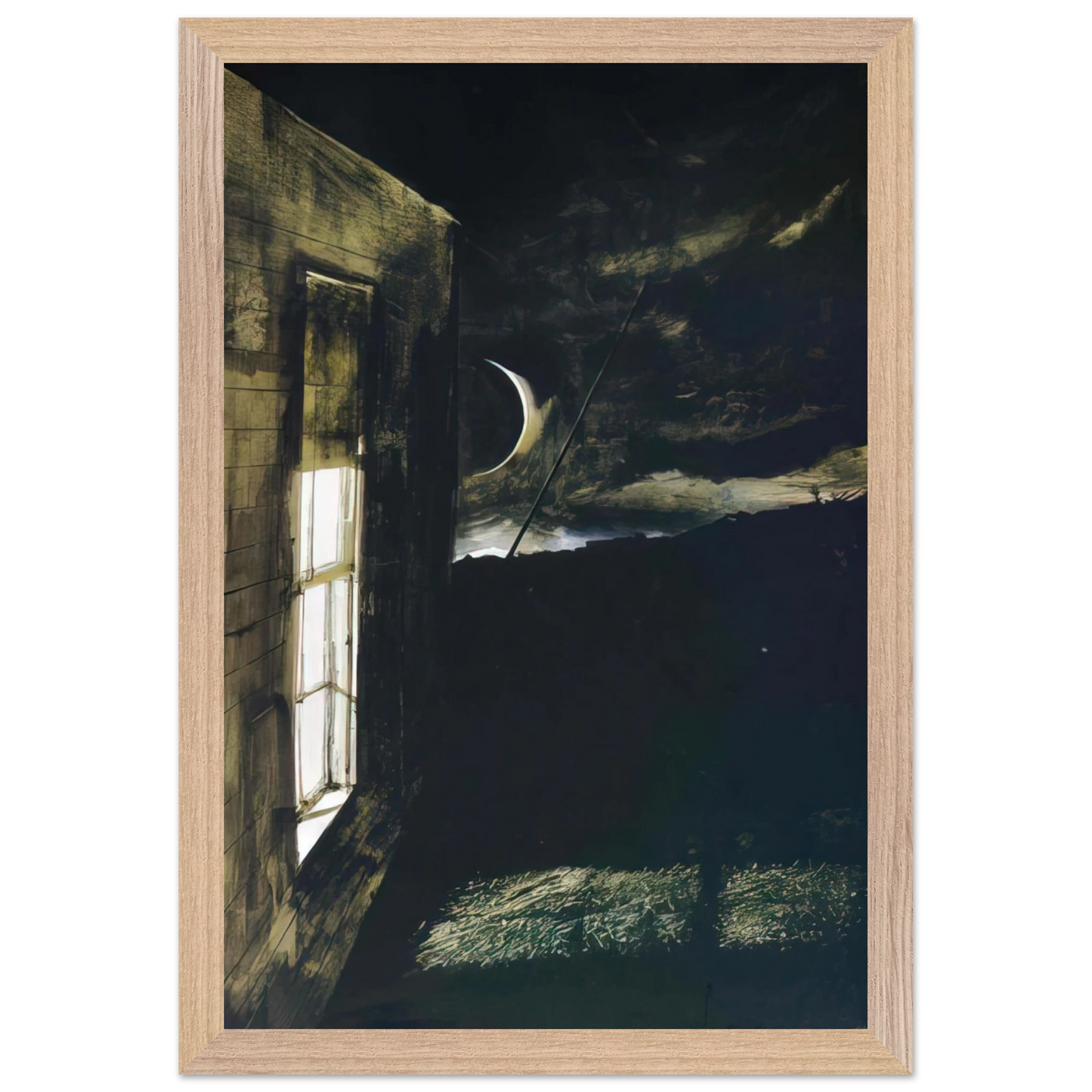 Andrew Wyeth - CRESCENT MOON Wall Art - 30x40 cm / 12x16 inches - Premium Wooden Framed Poster With Fine Art Paper-canvas - Wood frame