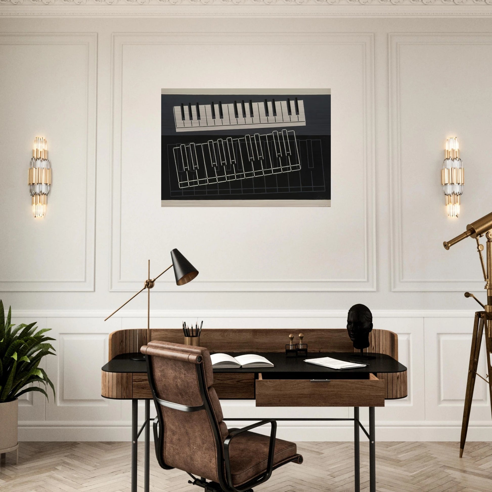 PIANO KEYS 1932 - Josef Albers Brushed Aluminum Print - 70x100 cm / 28x40 inches | Josef Albers Aluminum Print | Josef Albers Prints