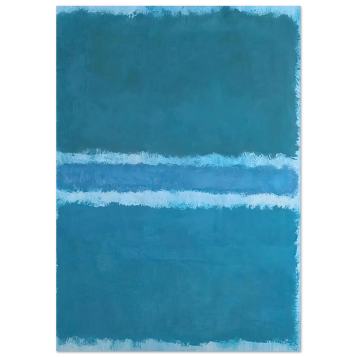 Mark Rothko - Untitled Blue Divided by Blue - 1966 Wall Art - 60x80 cm / 24x32 inches - Premium Wooden Framed Poster With Fine Art Paper - Wood frame