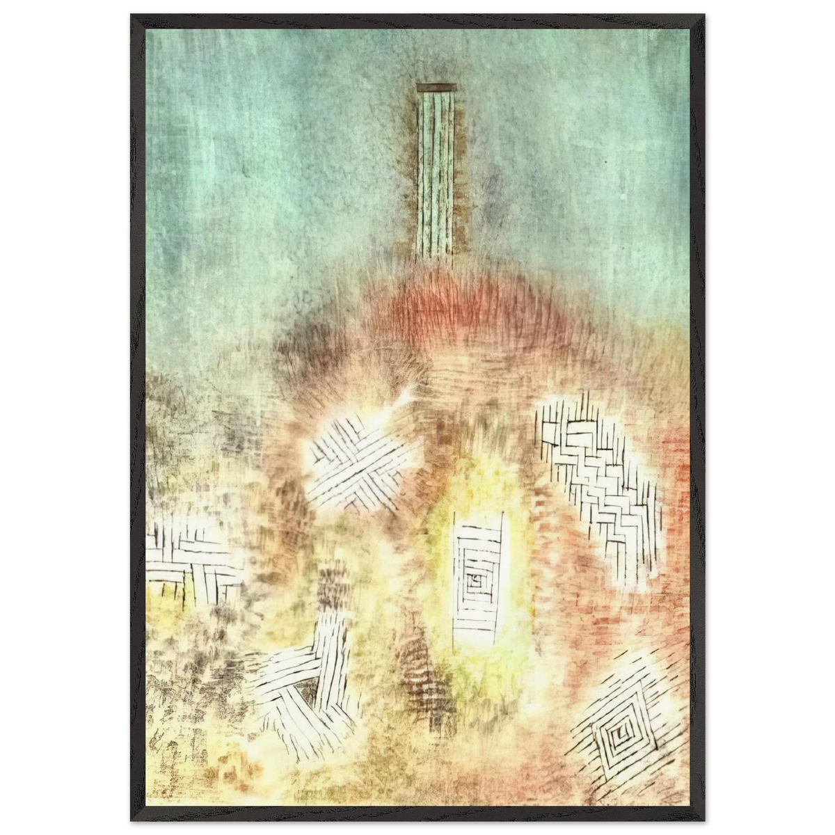 THE COLUMN 1926 - Paul Klee 70x100 cm / 28x40 inches Framed Art Print – Black Wooden Frame