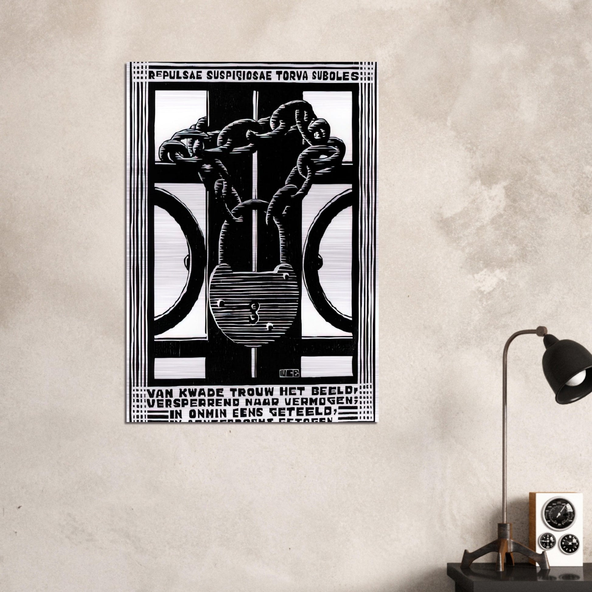 PADLOCK - MC Escher Brushed Aluminum Print - 70x100 cm / 28x40 inches | MC Escher Aluminum Print | MC Escher Prints