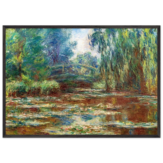 Water Lily Pond and Bridge - claude monet 70x100 cm / 28x40 inches Framed Art Print – Black Wooden Frame