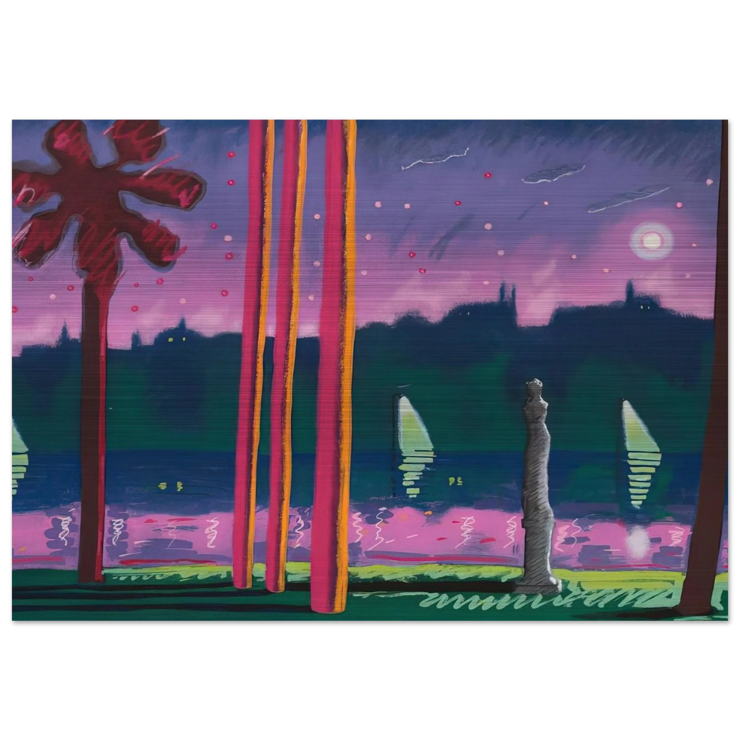 Suave Como La Noche - 1982 - Carlos Almaraz Brushed Aluminum Print - 70x100 cm / 28x40 inches | Carlos Almaraz Aluminum Print | Carlos Almaraz Prints