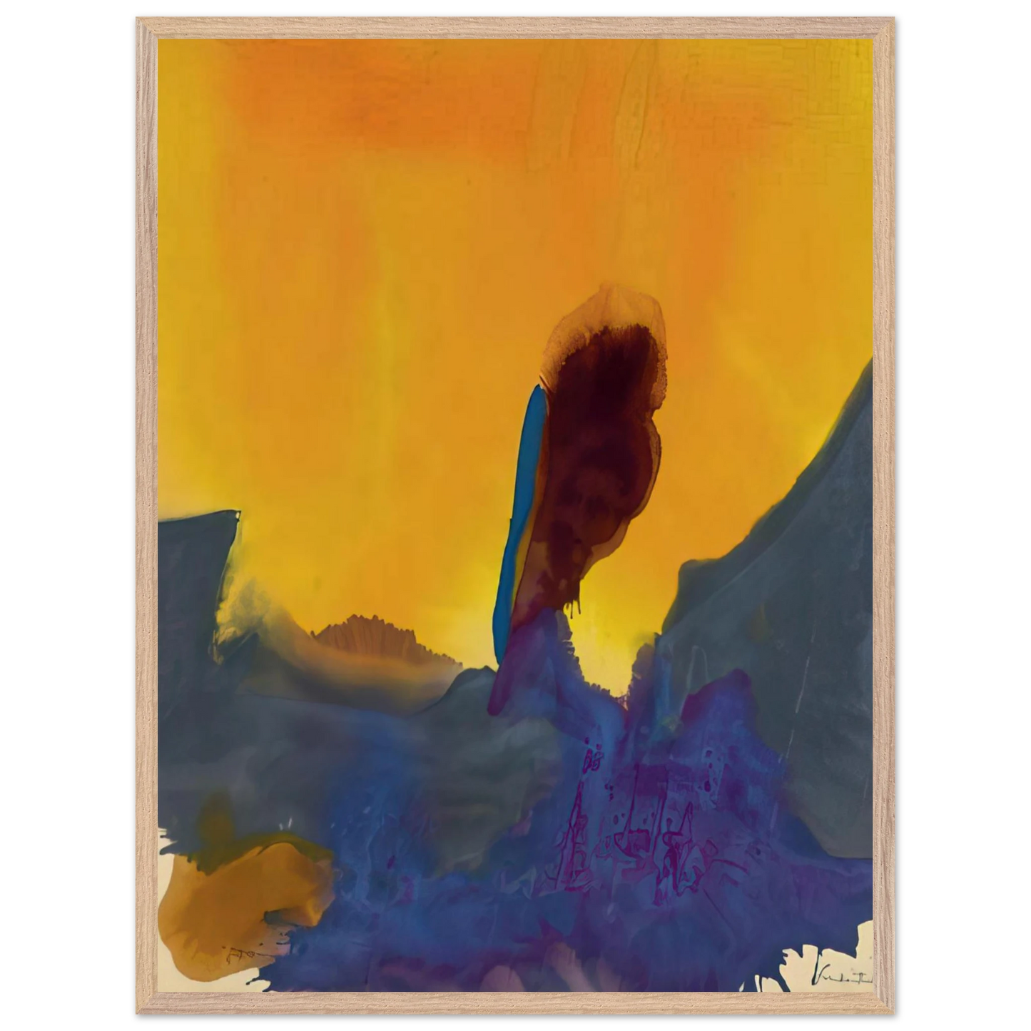 Helen Frankenthaler - Glow II - 1968 Wall art - 15x20 cm / 6x8 inches - Premium Wooden Framed Poster With Fine Art Paper-canvas - Wood frame