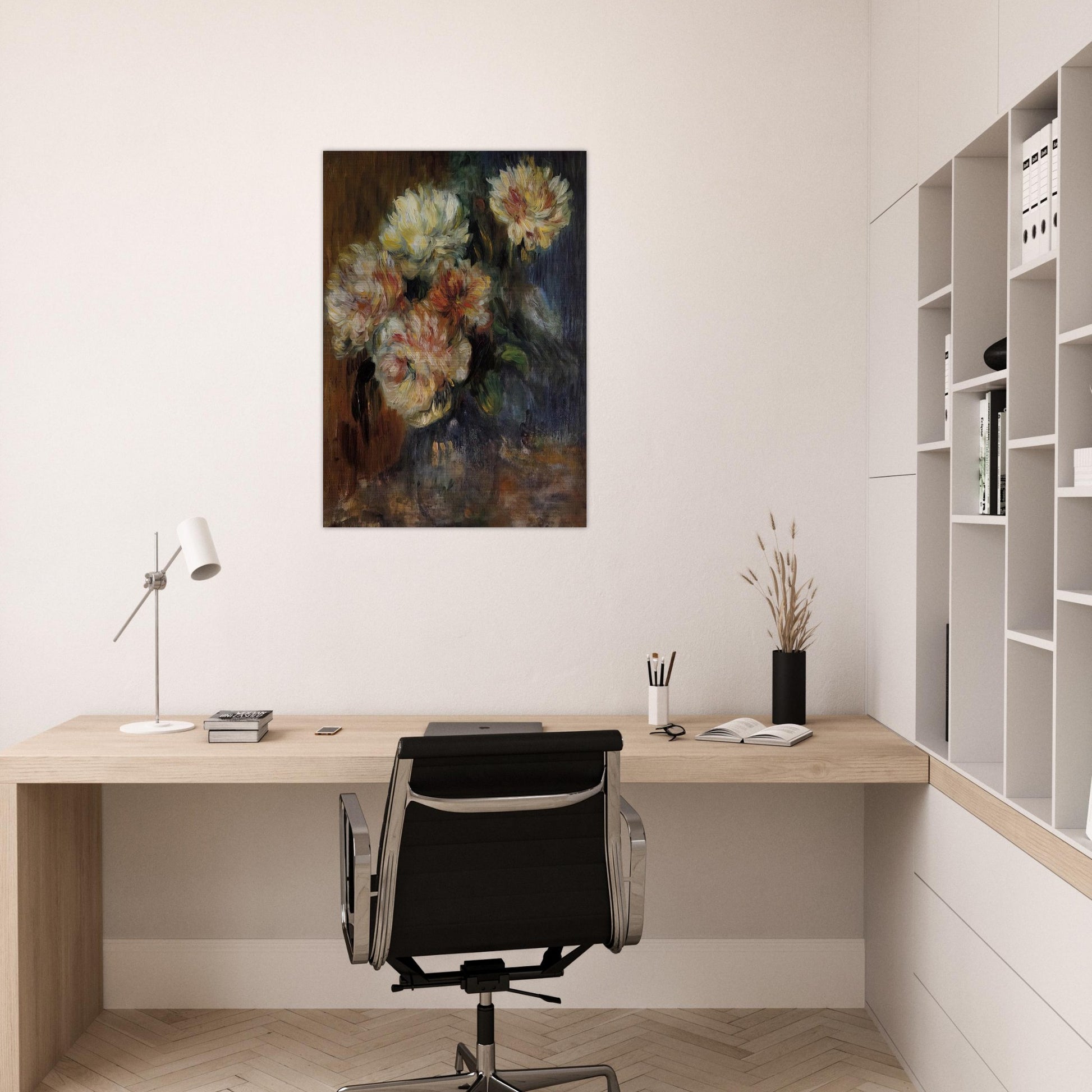 Vase of Peonies - Pierre-Auguste Renoir Brushed Aluminum Print - 70x100 cm / 28x40 inches | Pierre-Auguste Renoir Aluminum Print | Pierre-Auguste Renoir Prints