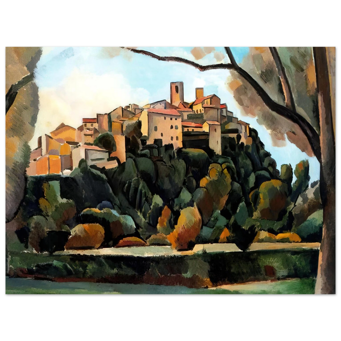 Andre Derain - VISTA DE SAINT PAUL DE VENCE 1910  75x100 cm / 30x40inches Fine Art Poster