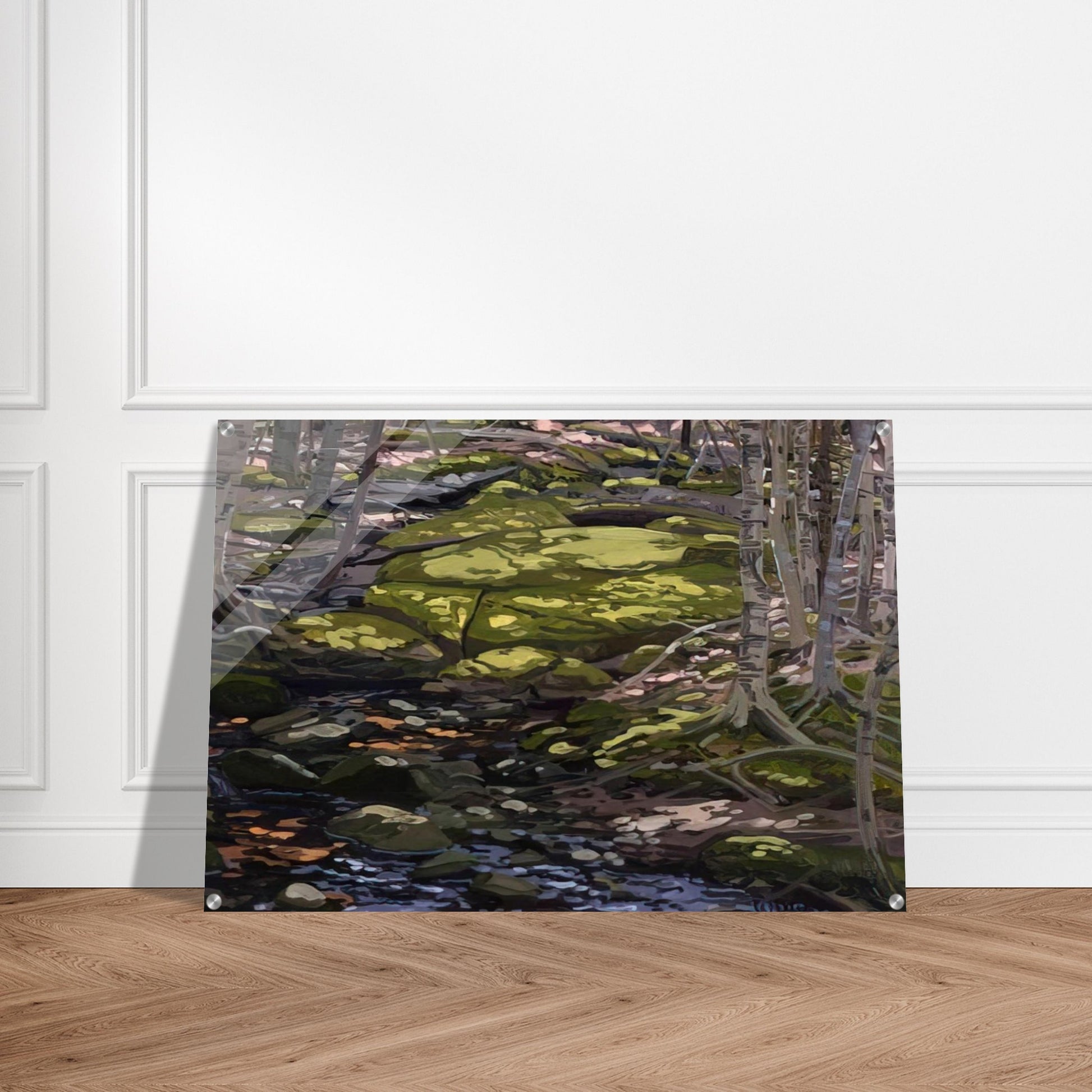 Light in Brook - Contemporary Realism - Neil Welliver Acrylic Print - 70x100 cm / 28x40″ inches