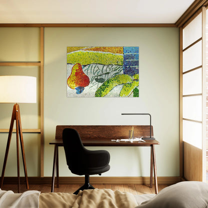 Caju e Bananas - Naïve Art Primitivism - Aldemir Martins Brushed Aluminum Print - 70x100 cm / 28x40 inches | Aldemir Martins Aluminum Print | Aldemir Martins Prints