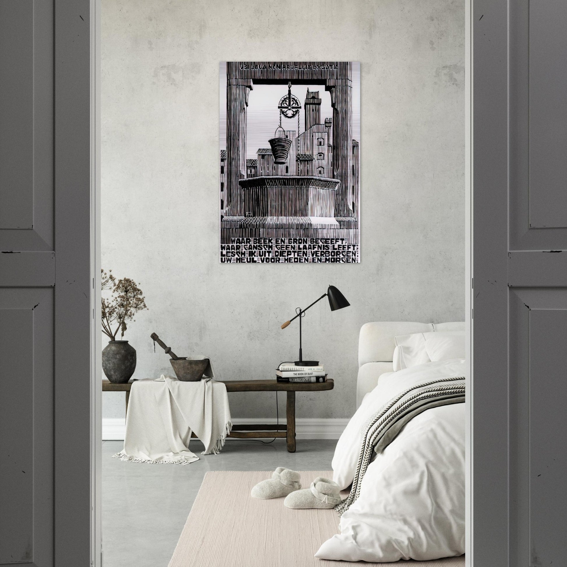 EMBLEMATA WELL - MC Escher Brushed Aluminum Print - 70x100 cm / 28x40 inches | MC Escher Aluminum Print | MC Escher Prints