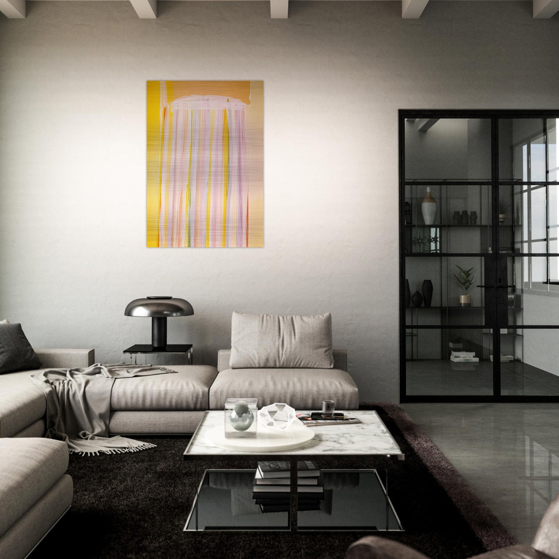 Yellow Prairie - 1972 - Ronnie Landfield Brushed Aluminum Print - 70x100 cm / 28x40 inches | Ronnie Landfield Aluminum Print | Ronnie Landfield Prints