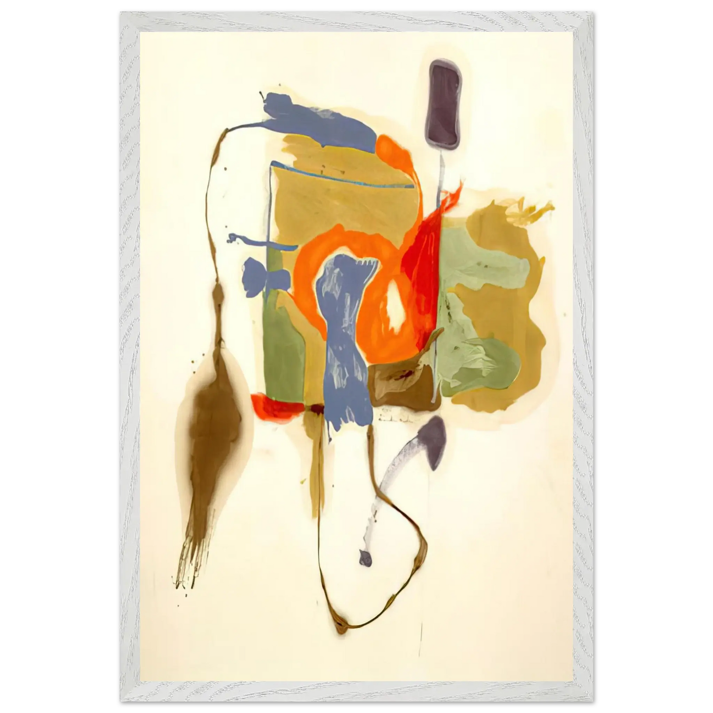 Helen Frankenthaler - Blue Form in a Scene - 1961 Wall art - 50x70 cm / 20x28 Inches - Premium Wooden Framed Poster With Fine Art Paper - White frame