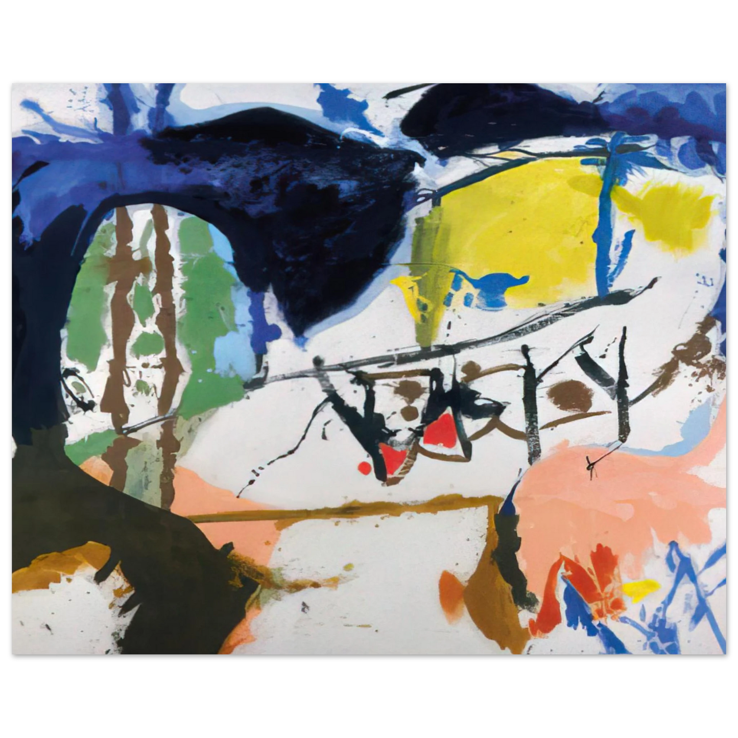 Helen Frankenthaler - Acres - 1959 Wall art - 20x25 cm / 8x10 inches - Premium Wooden Framed Poster With Fine Art Paper-canvas - White frame