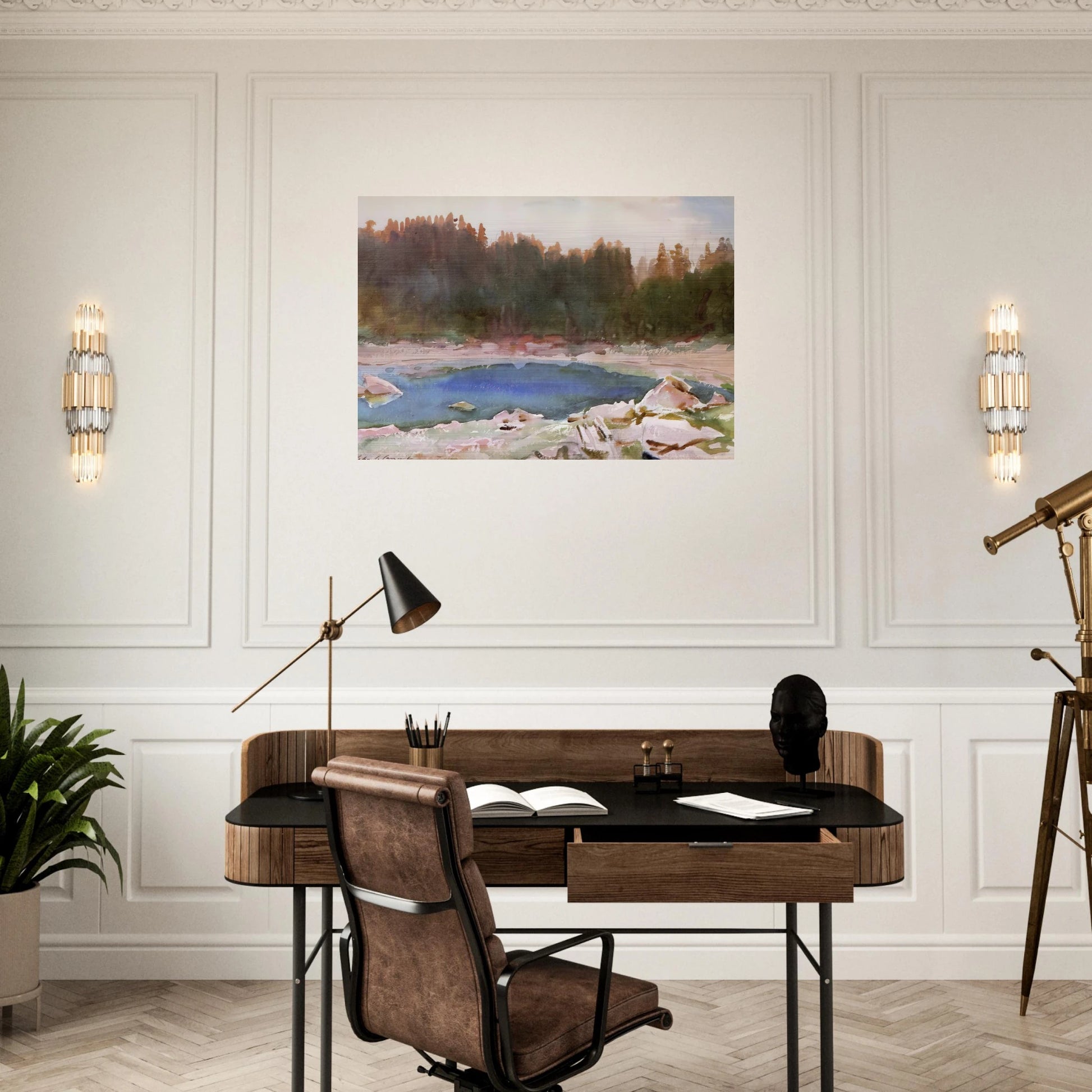 Lake in the Tyrol - John Singer Sargent Brushed Aluminum Print - 70x100 cm / 28x40 inches | John Singer Sargent Aluminum Print | John Singer Sargent Prints
