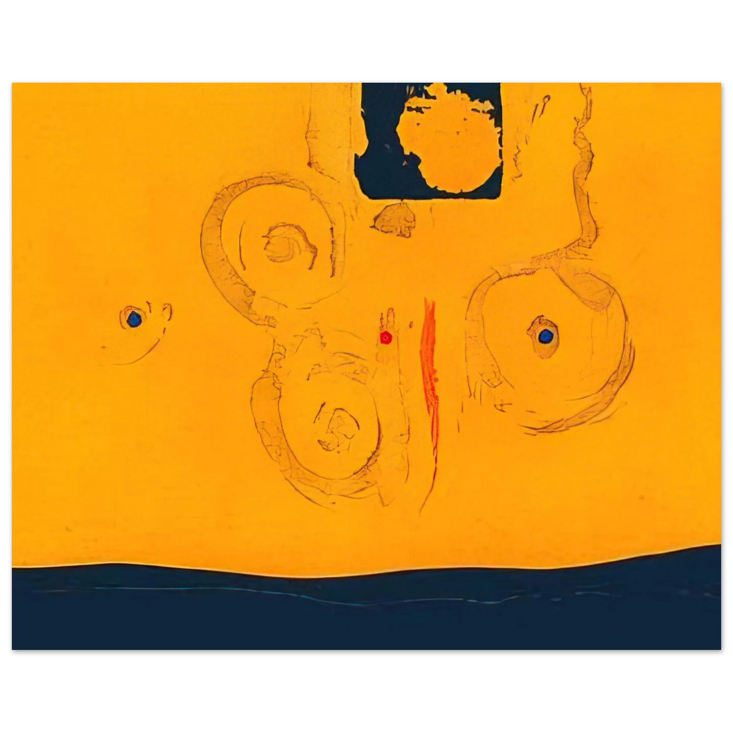 Helen Frankenthaler - Plaza Real - 1988 Wall art - 70x100 cm / 28x40 inches - Premium Wooden Framed Poster With Fine Art Paper-canvas - Black frame