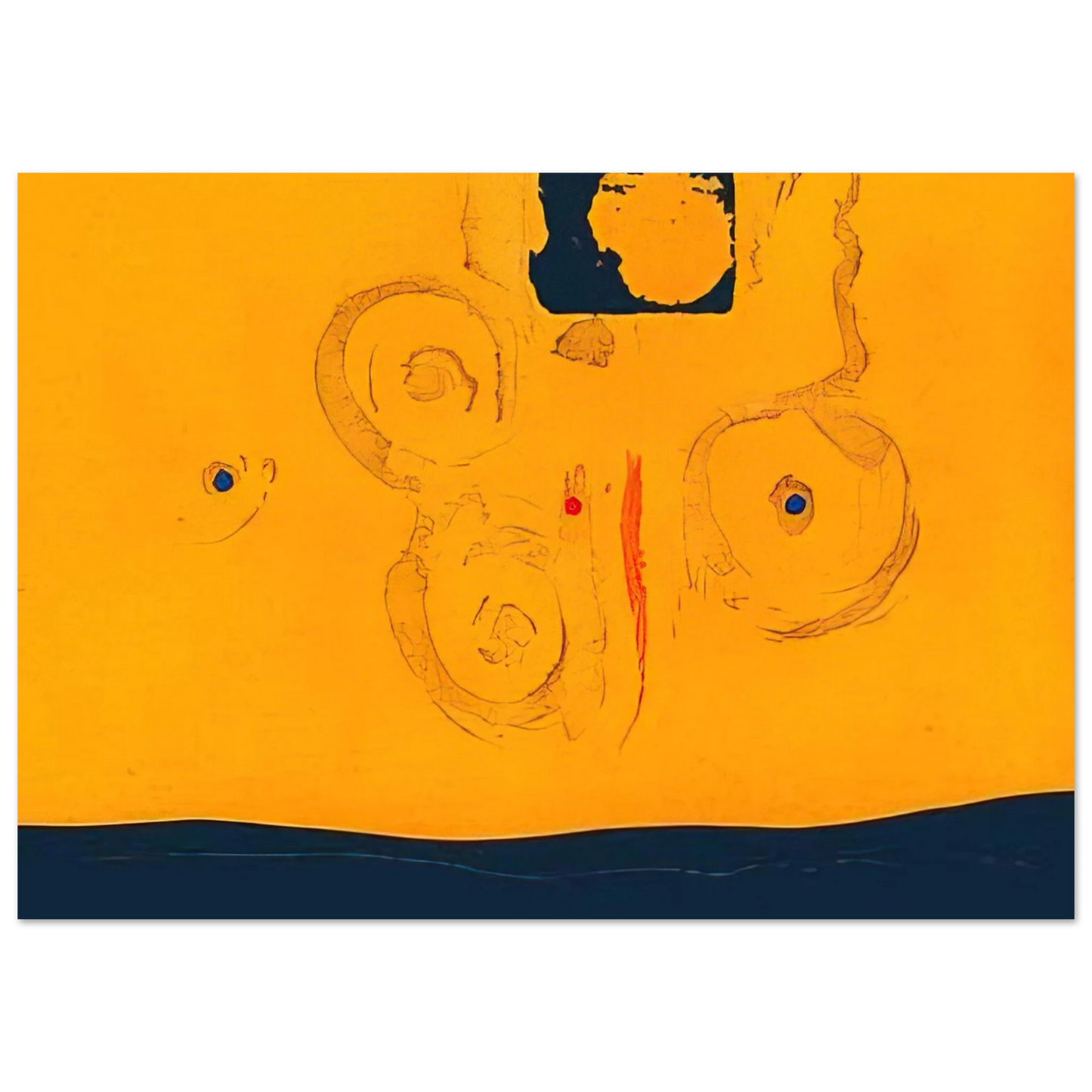 Helen Frankenthaler - Plaza Real - 1988 Wall art - 13x18 cm / 5x7 inches - Premium Wooden Framed Poster With Fine Art Paper-canvas - Black frame