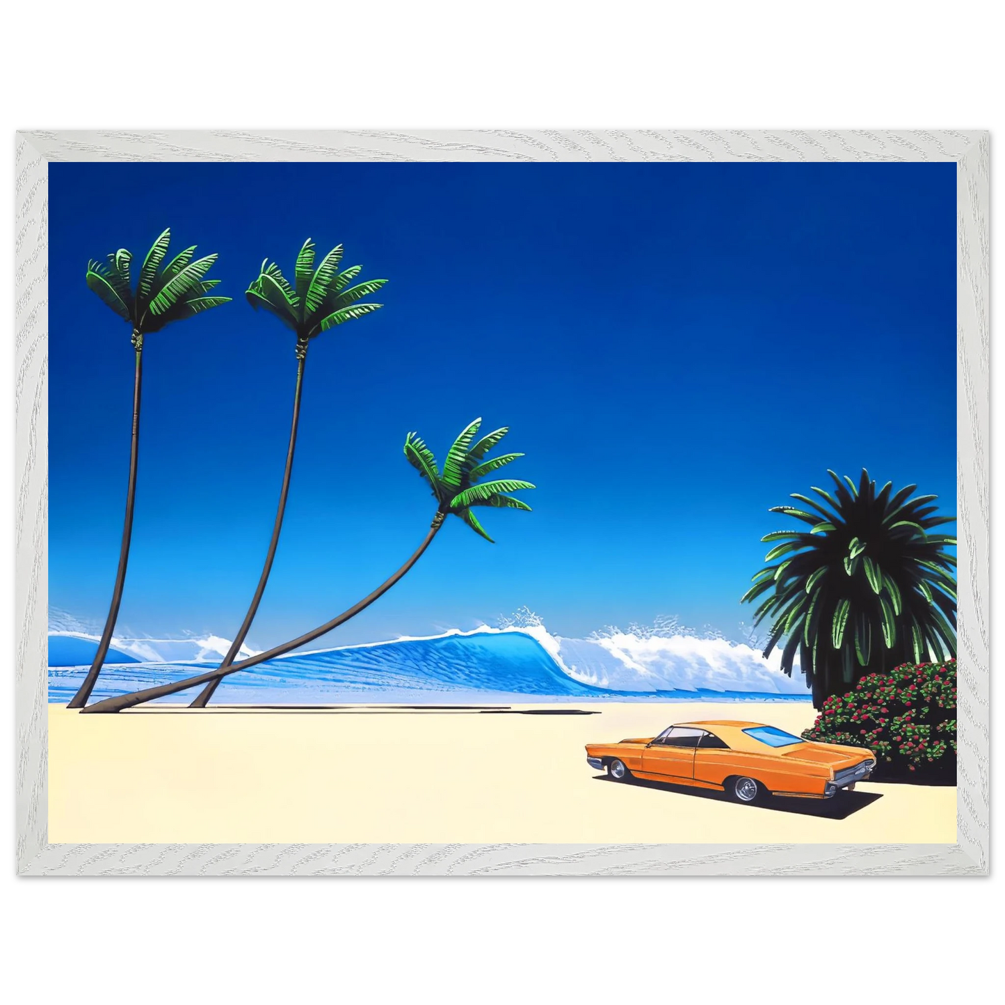 Hiroshi Nagai - Impender Beach Wall Art - 30x40 cm / 12x16 inches - Premium Wooden Framed Poster With Fine Art Paper - Wood frame