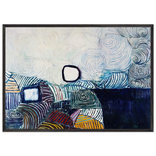 Spiral Development in Green Violet Blue  Gold - 1951 - Victor Pasmore 70x100 cm / 28x40 inches Framed Art Print – Black Wooden Frame