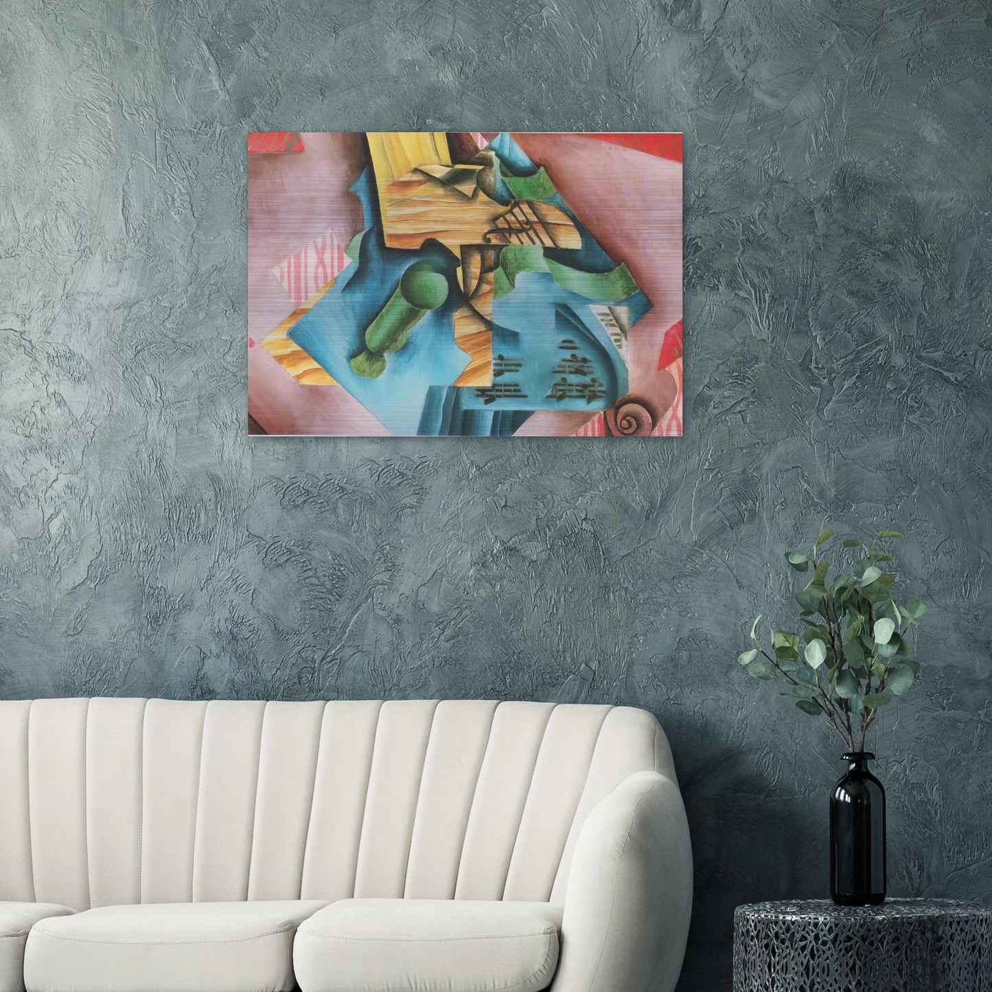 VIOLINE AND GLASS 1913 - Juan Gris Brushed Aluminum Print - 70x100 cm / 28x40 inches | Juan Gris Aluminum Print | Juan Gris Prints
