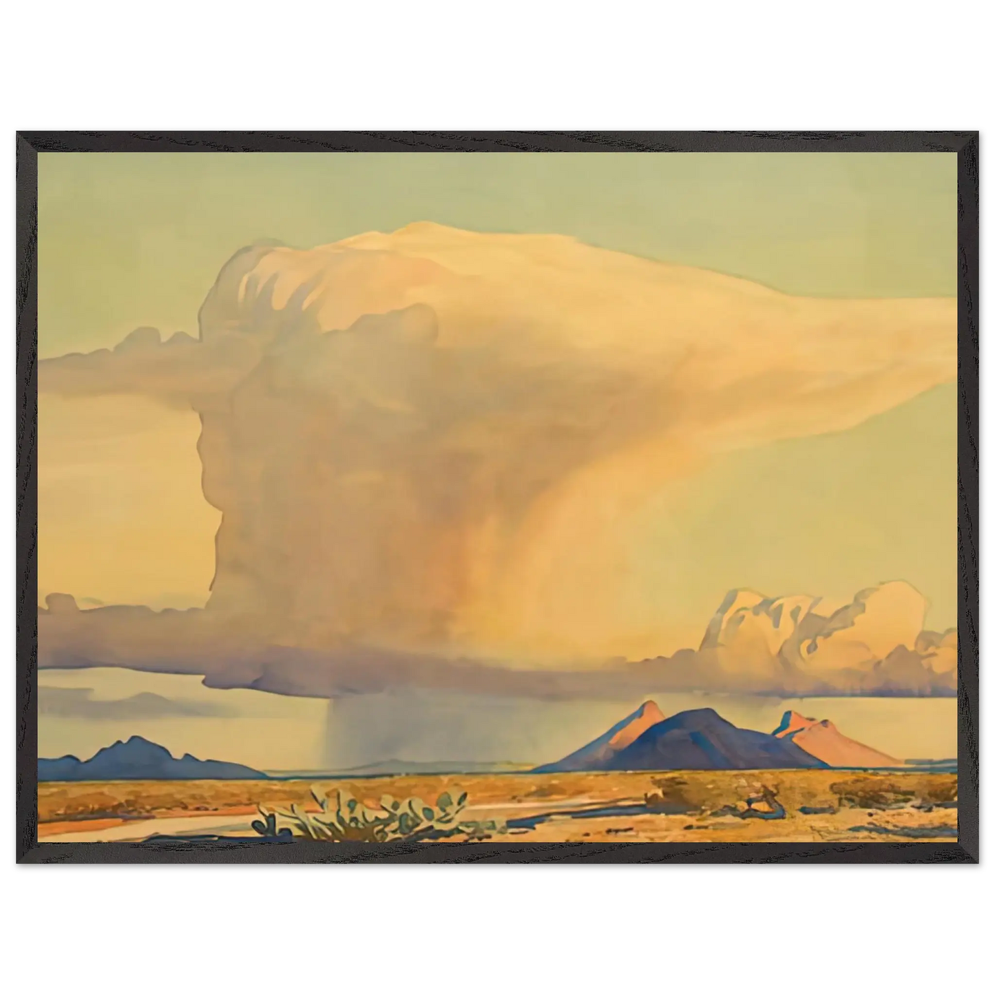 Maynard Dixon - DROUGHT AND DOWNPOUR 1944 Wall art - 27x35 cm / 11x14 Inches - Premium Wooden Framed Poster With Fine Art Paper - White frame