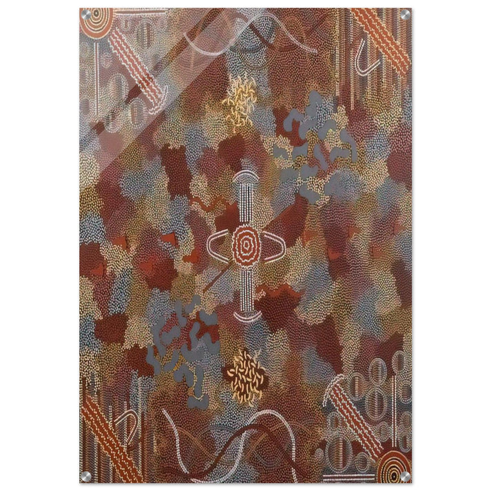 Frog Dreaming - 1989 - Clifford Possum Tjapaltjarri Acrylic Print - 70x100 cm / 28x40″ inches | Clifford Possum Tjapaltjarri Wall Art | Clifford Possum Tjapaltjarri Prints