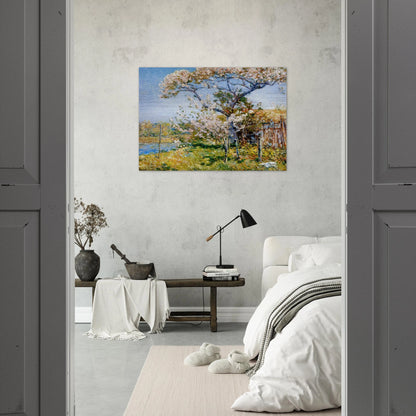 Apple Trees in Bloom, Old Lyme - Childe Hassam Brushed Aluminum Print - 70x100 cm / 28x40 inches | Childe Hassam Aluminum Print | Childe Hassam Prints
