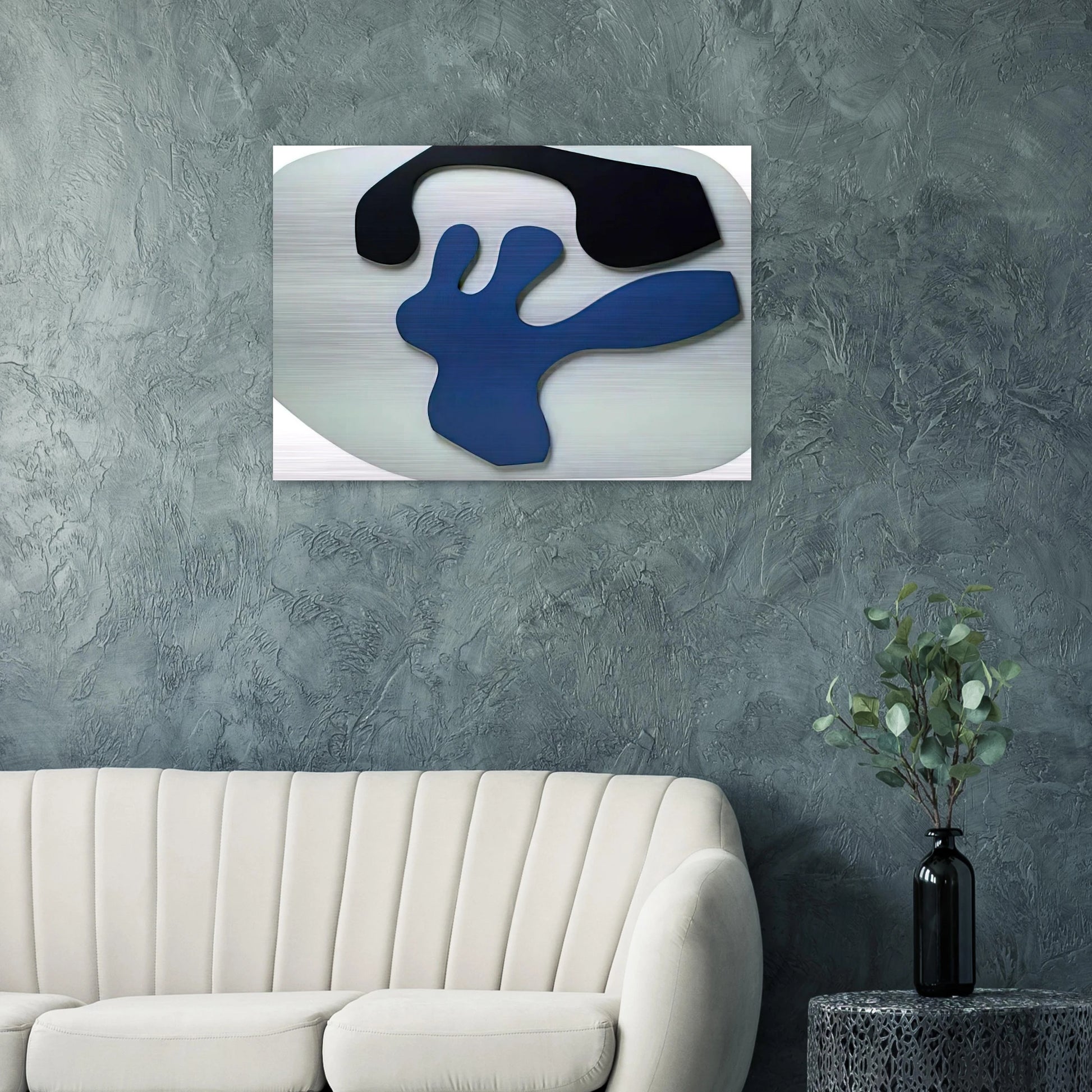 Overturned Blue Shoe With Two Heels Under a Black Vault - Jean Arp Brushed Aluminum Print - 70x100 cm / 28x40 inches | Jean Arp Aluminum Print | Jean Arp Prints