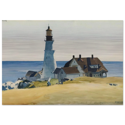 Lighthouse and Buildings, Portland Head, Cape Elizabeth, Maine - Edward Hopper Brushed Aluminum Print - 70x100 cm / 28x40 inches | Edward Hopper Aluminum Print | Edward Hopper Prints
