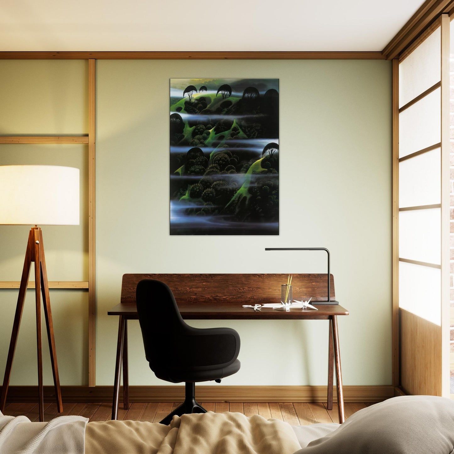 Early Morning Fog - Eyvind Earle Brushed Aluminum Print - 70x100 cm / 28x40 inches | Eyvind Earle Aluminum Print | Eyvind Earle Prints