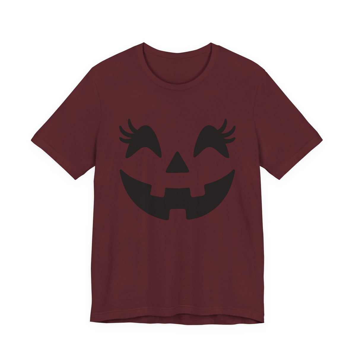 Jack O'Lantern Gesicht Kürbis Wimpern Halloween Damen Mädchen T-Shirt