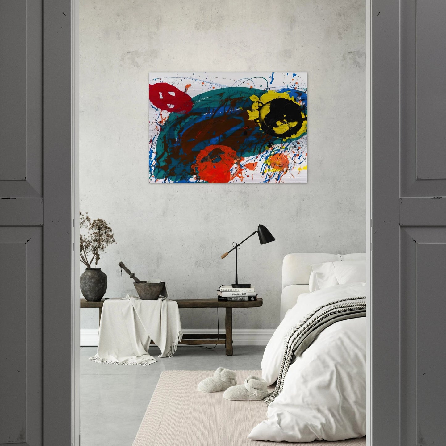 For Thirteen  SFS-335  - Sam Francis Brushed Aluminum Print - 70x100 cm / 28x40 inches | Sam Francis Aluminum Print | Sam Francis Prints
