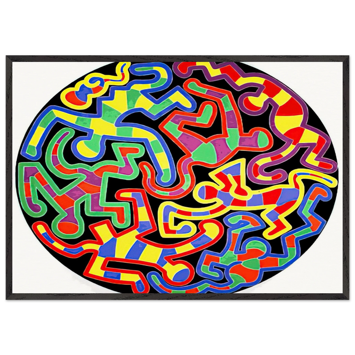 MONKEY PUZZLE 1988 N1 - Keith Haring 70x100 cm / 28x40 inches Framed Art Print – Black Wooden Frame | Keith Haring Art For Sale