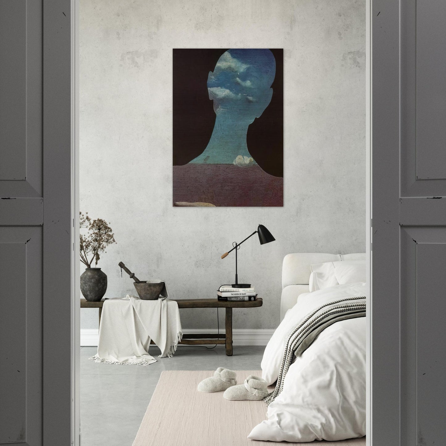 MAN WITH HIS HEAD FULL OF CLOUDS - Salvador Dali Brushed Aluminum Print - 70x100 cm / 28x40 inches | Salvador Dali Aluminum Print | Salvador Dali Prints